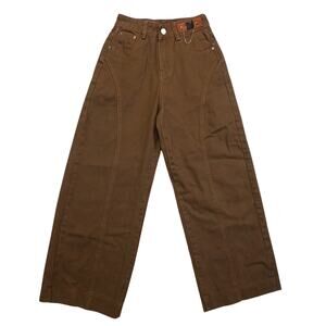 Victoria BLD Brown Wide Leg Pants Womens Medium Chain Accent Denim
